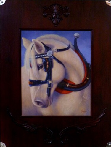 Painting titled ""Le roi du défilé"" by Marguerite Vanasse (Fleur'Art Maggie), Original Artwork, Oil Mounted on Wood Panel