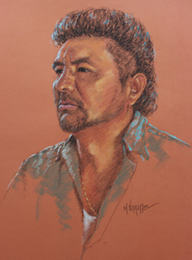 Drawing titled "Portrait de Miguel" by Marguerite Vanasse (Fleur'Art Maggie), Original Artwork