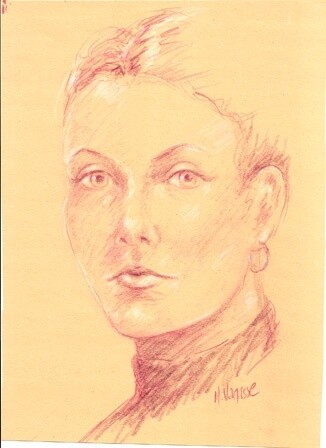 Drawing titled "Femme en mauve" by Marguerite Vanasse, Original Artwork, Other