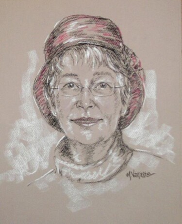 Drawing titled "La dame au chapeau!" by Marguerite Vanasse, Original Artwork, Other