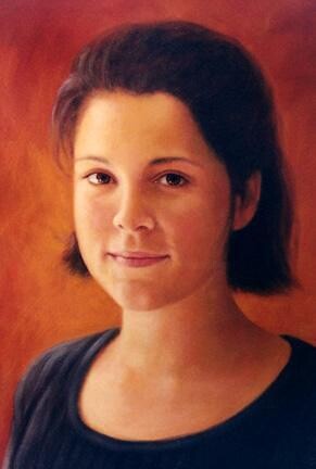 Painting titled "Portrait de Karine" by Marguerite Vanasse, Original Artwork, Oil