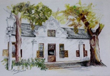 Drawing titled "Stellenbosch Street" by Margy Riley, Original Artwork