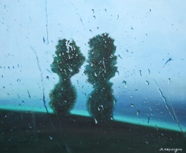 Картина под названием "Through the car win…" - Marharyta Karmazina, Подлинное произведение искусства, Масло Установлен на Де…