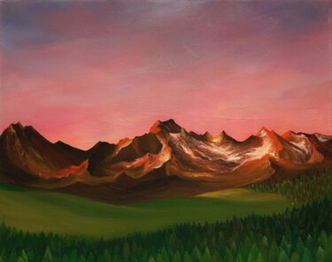 Painting titled "April mountain" by Marharyta Vilenchyk, Original Artwork, Oil