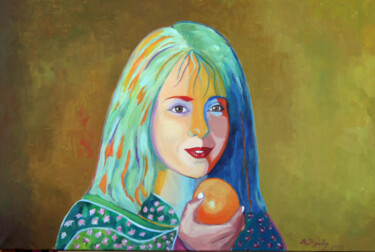 Malerei mit dem Titel "ELEANA'S PORTRAIT" von Mari Iliadi Iliaktida, Original-Kunstwerk, Öl