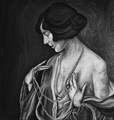 Картина под названием "Обнаженная в халате" - Mari Ivanisova, Подлинное произведение искусства, Масло