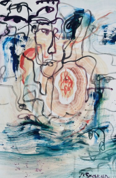 Картина под названием "PORTRAIT №2" - Mari Skakun, Подлинное произведение искусства, Масло Установлен на Деревянная панель