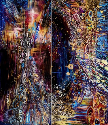 Pintura intitulada "Inner cosmic, Dipty…" por Mari Skakun, Obras de arte originais, Acrílico
