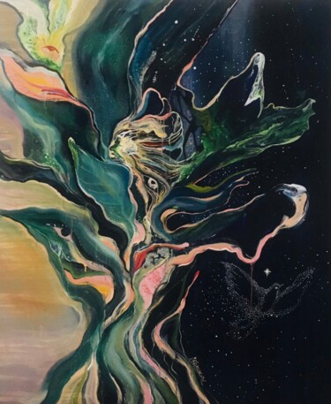 Painting titled "THE ENERGY OF THE T…" by Mari Skakun, Original Artwork, Oil Mounted on Wood Panel