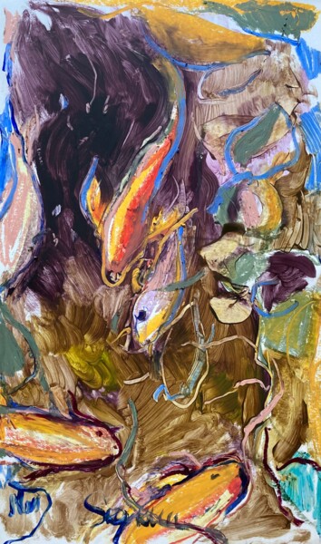 Peinture intitulée "Fish" par Mari Skakun, Œuvre d'art originale, Huile