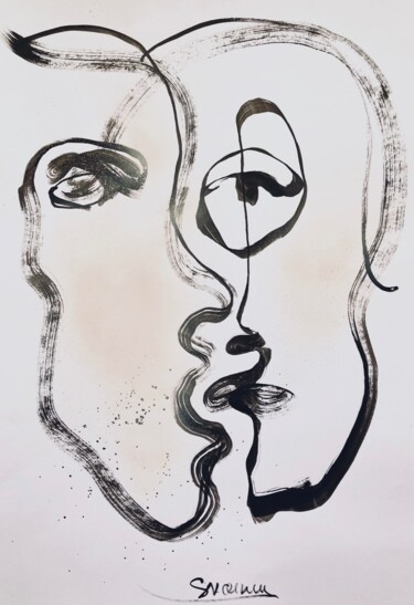Картина под названием "Linear love" - Mari Skakun, Подлинное произведение искусства, Чернила