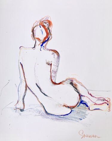 Dibujo titulada "Young woman" por Mari Skakun, Obra de arte original, Pastel
