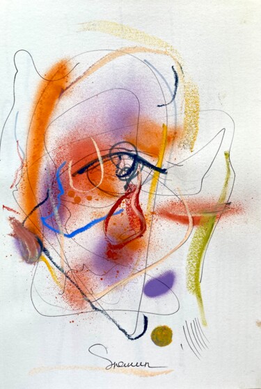 Zeichnungen mit dem Titel "Portrait numéro 564" von Mari Skakun, Original-Kunstwerk, Airbrush