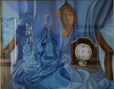 Pittura intitolato "composizione in blù" da Maria Adelaide Lamesa, Opera d'arte originale, Olio