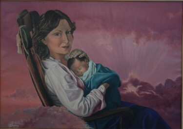 Peinture intitulée "maternità" par Maria Adelaide Lamesa, Œuvre d'art originale, Huile