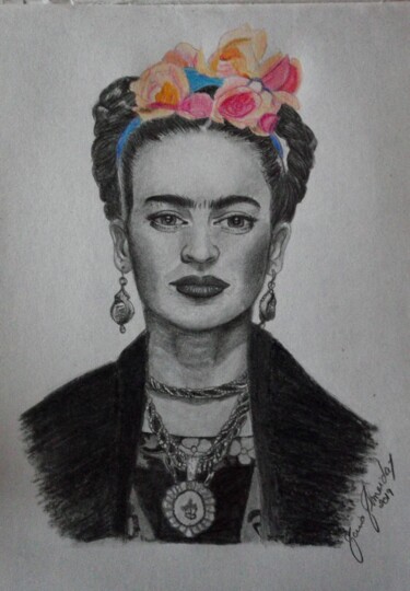 图画 标题为“Frida Kahlo” 由Maria Adelina Azevedo Almeida, 原创艺术品, 石墨