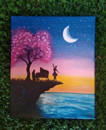 Картина под названием "Night painting" - Maria Adelina Azevedo Almeida, Подлинное произведение искусства, Акрил