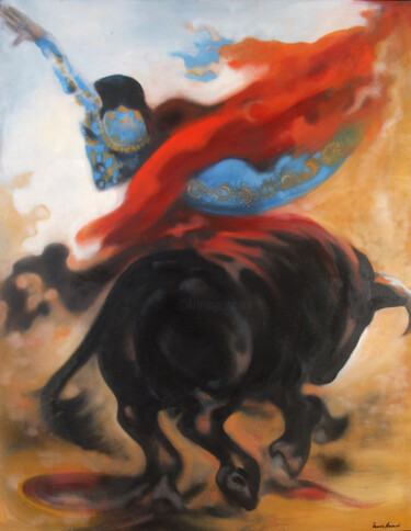 Painting titled "suenos-de-toro-huil…" by Maria Amaral, Original Artwork