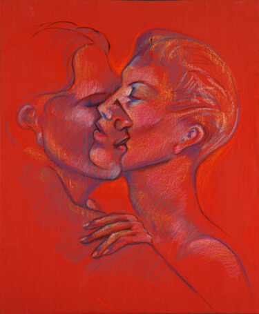 Peinture intitulée "tango-portrait-roug…" par Maria Amaral, Œuvre d'art originale