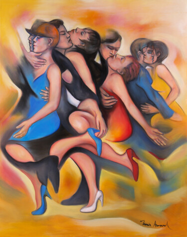 Painting titled "le-cours-de-tango-h…" by Maria Amaral, Original Artwork