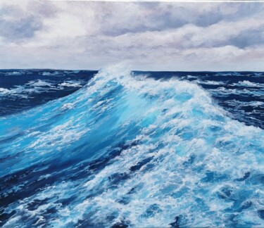 Peinture intitulée "Ola de tempestad" par María Antonia Castellanos, Œuvre d'art originale, Acrylique Monté sur Châssis en b…