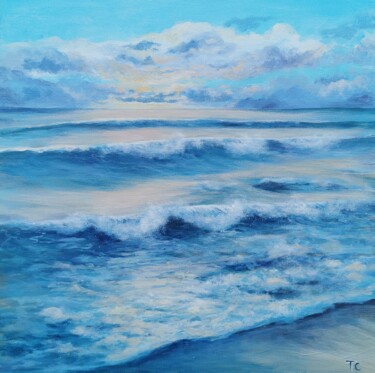 Painting titled "Atardecer" by María Antonia Castellanos, Original Artwork, Acrylic Mounted on Wood Stretcher frame