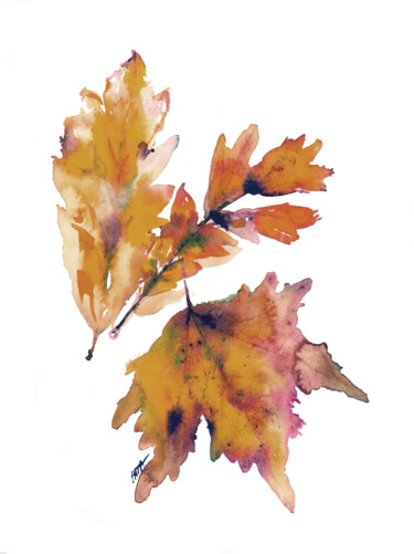 Pittura intitolato "Foglie d'autunno." da Maria Assunta Albini, Opera d'arte originale, incisione