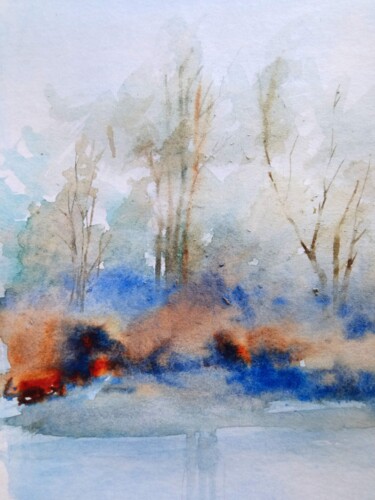 Lago ghiacciato Pittura intitolato "Lago ghiacciato" da Maria Assunta Albini, Opera d'arte originale, Acquarello