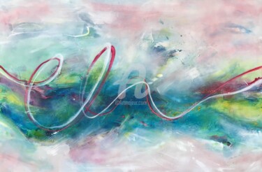 Painting titled "Daydreaming Flow" by Maria Bacha, Original Artwork, Acrylic Mounted on Wood Stretcher frame