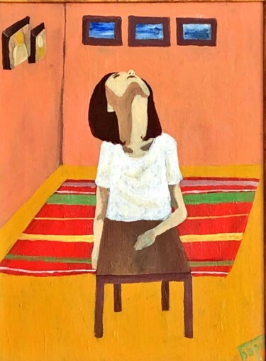 Painting titled "Уставший стул" by Maria Barmina, Original Artwork, Acrylic Mounted on Wood Stretcher frame