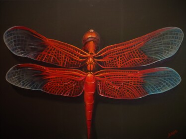 Painting titled "MYSTICAL DRAGONFLY" by Maria Baskal, Original Artwork, Oil