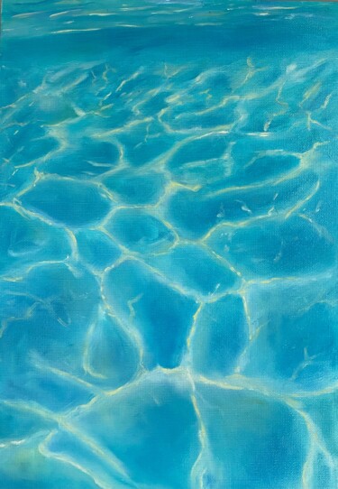Dessin intitulée "The azure expanse" par Maria Bobrovskaya, Œuvre d'art originale, Huile