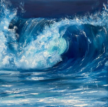 Pittura intitolato "The Blue Wave" da Maria Bobrovskaya, Opera d'arte originale, Olio