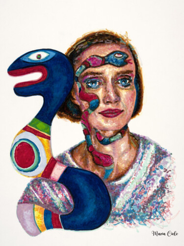 Dessin intitulée "Niki de Saint Phall…" par Maria Cielo, Œuvre d'art originale, Crayon