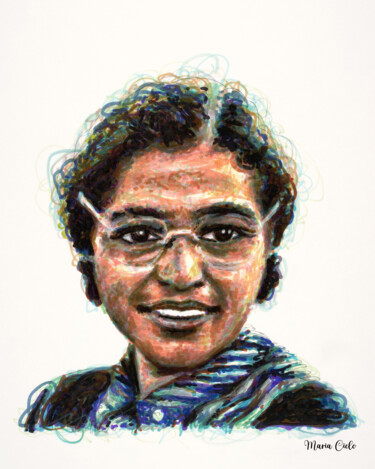 Disegno intitolato "Rosa Parks - Femmes…" da Maria Cielo, Opera d'arte originale, Matita