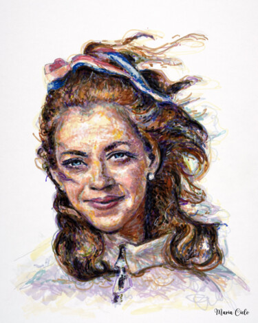 Dessin intitulée "Kathrine SWITZER" par Maria Cielo, Œuvre d'art originale, Crayon