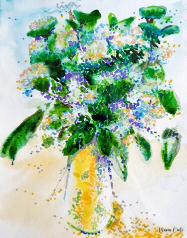 Painting titled "Nuée florale" by Maria Cielo, Original Artwork, Watercolor