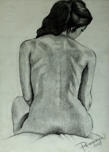 Peinture intitulée "Nudo di schiena" par Maria Cristina Primavera, Œuvre d'art originale, Crayon