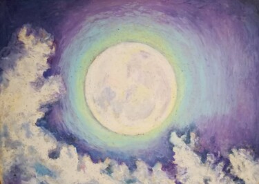 Painting titled "Luna bianca" by Maria Cristina Primavera, Original Artwork, Pastel