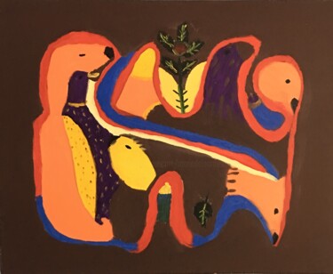 Pintura intitulada "A águia e a sua for…" por Maria De Lourdes De Castro Rodrigues, Obras de arte originais, Óleo
