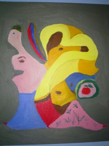 Malerei mit dem Titel "O Pássaro Rei (VEND…" von Maria De Lourdes De Castro Rodrigues, Original-Kunstwerk, Öl