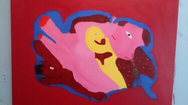 Pintura intitulada "O Beijo da Borbolet…" por Maria De Lourdes De Castro Rodrigues, Obras de arte originais, Tinta