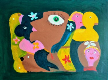 Pintura intitulada "A Festa de um Monst…" por Maria De Lourdes De Castro Rodrigues, Obras de arte originais, Tinta