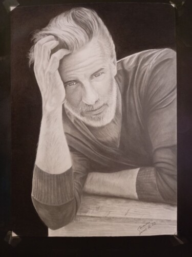 Drawing titled "retrato masculino" by Maria Del Carmen Cubelli Lago, Original Artwork, Pencil