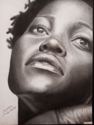 Drawing titled "retrato mujer afro" by Maria Del Carmen Cubelli Lago, Original Artwork, Pencil