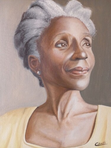 Schilderij getiteld "retrato mujer madura" door Maria Del Carmen Cubelli Lago, Origineel Kunstwerk, Olie Gemonteerd op Frame…