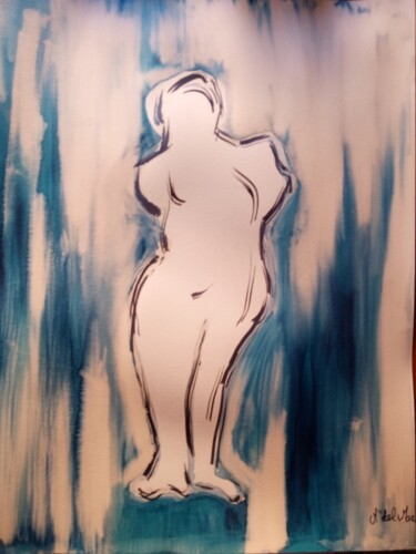 Painting titled "Silueta de mujer" by María Del Mar González Macia, Original Artwork, Ink