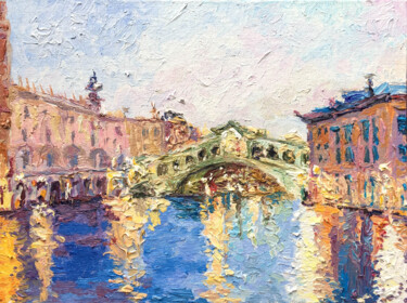 Картина под названием "Rialto bridge in Ve…" - Maria Delendik, Подлинное произведение искусства, Масло