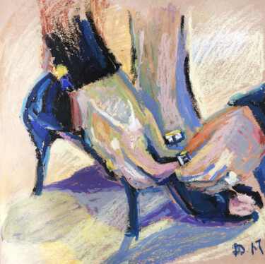 Malerei mit dem Titel ""Strong hands at wo…" von Maria Delendik, Original-Kunstwerk, Pastell