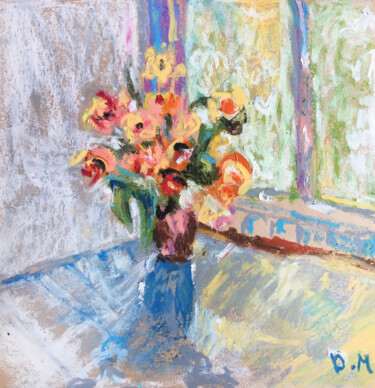 Painting titled "Bouquet of fresh fl…" by Maria Delendik, Original Artwork, Pastel